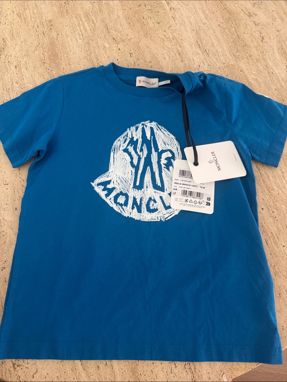 Moncler Kids Royal Blue Logo Graphic Tee
